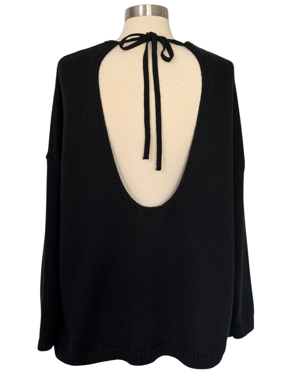 Banana Republic Cotton Silk Scoop Back Sweater in Black Size XL